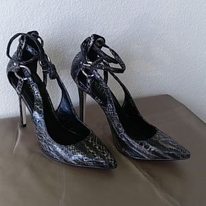 Paper Fox Black & Grey Snake Print Shoes